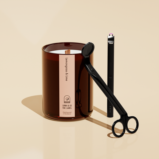 Candle, Wick Trimmer, & Electric Lighter Gift Set - Luna and Lo. The Label