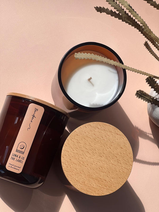 Bundeena Candle in Amber Jar - Luna and Lo. The Label