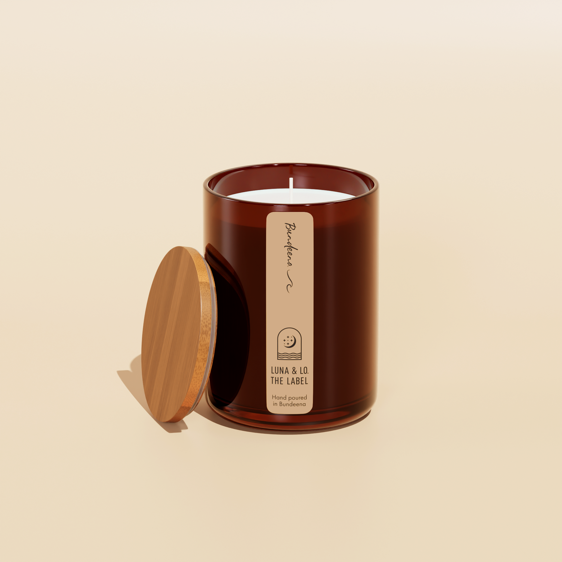 Bundeena Candle Cotton Wick Amber Jar - Luna and Lo. The Label